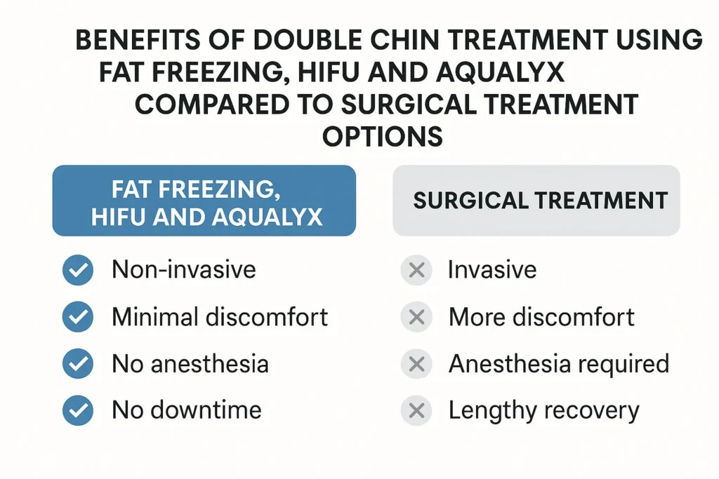 Graphic about the benefits of double chin treatment Derbyshire - from LA LIPO