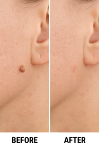 Skin tags removal Derbyshire before and after