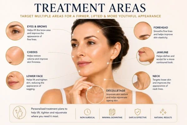 Areas of treatment for the ultimate lift tighten treatment Derbyshire